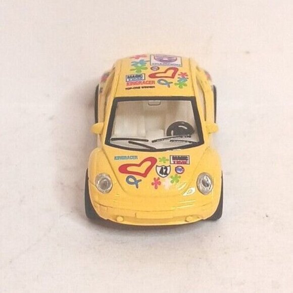 Micro Volkswagon VW Beetle Bug Pull Back Diecast Yellow Works Good Condition - Picture 5 of 9